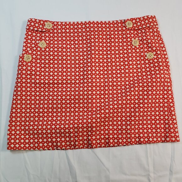 J.Crew Red & White Button Detail Mini Skirt – Size 6 - Picture 1 of 5